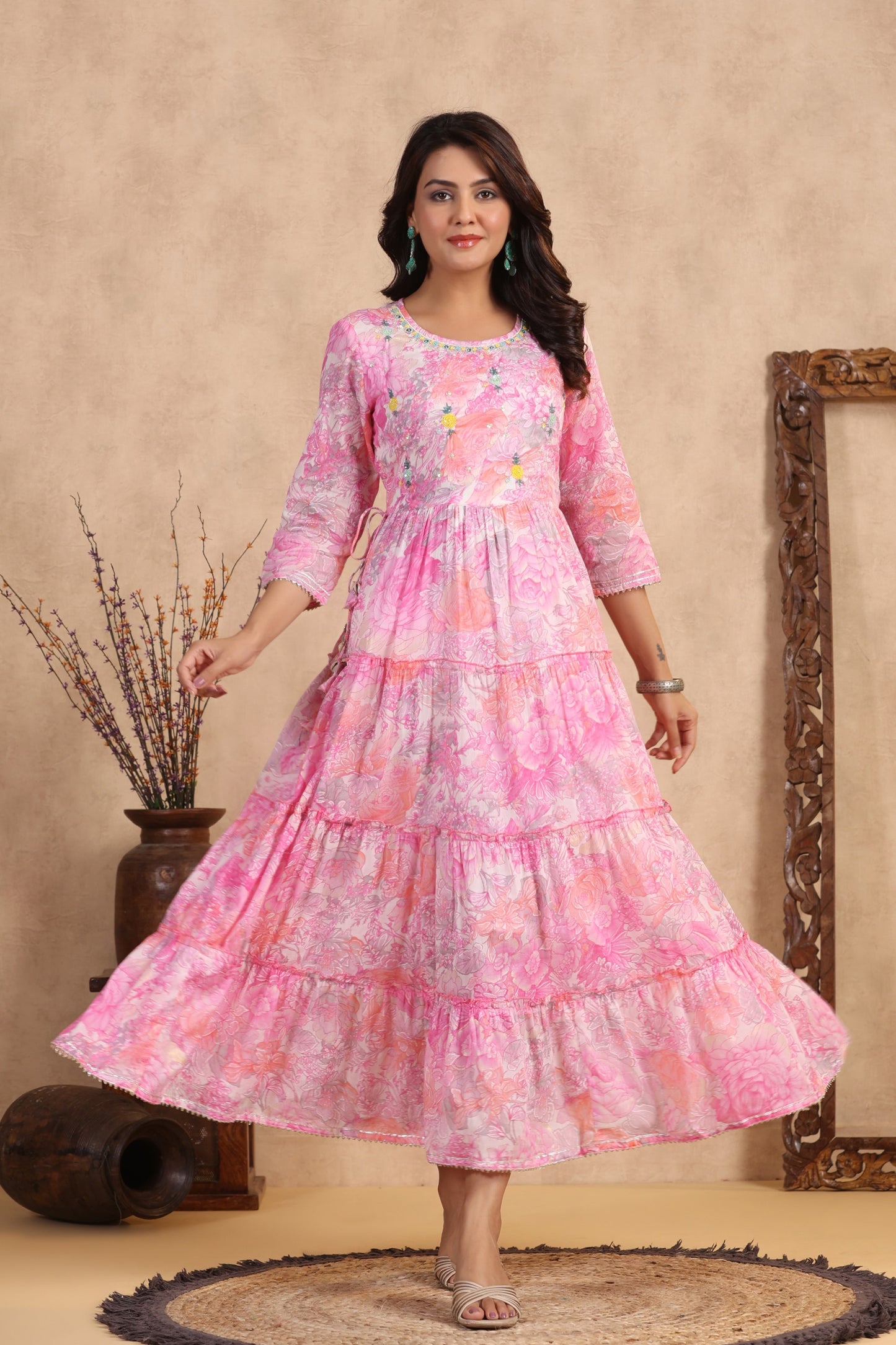 Pink Handworked Anarkali Flair Gown