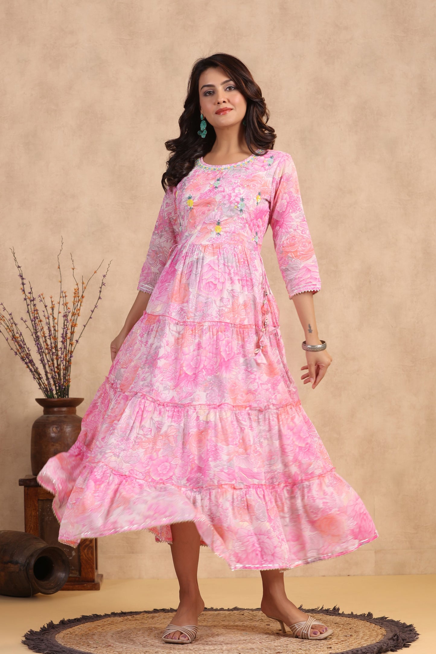 Pink Handworked Anarkali Flair Gown