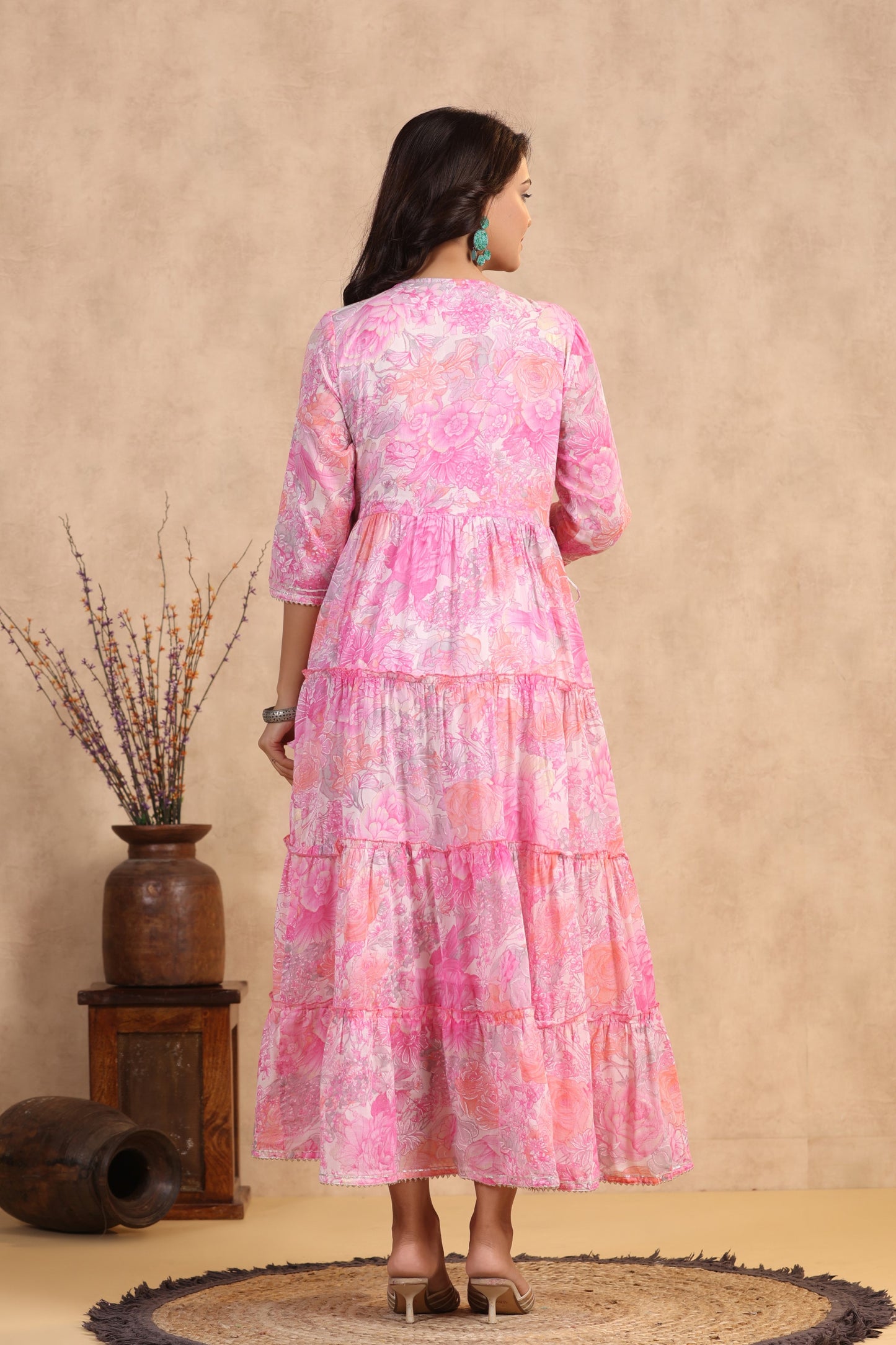 Pink Handworked Anarkali Flair Gown