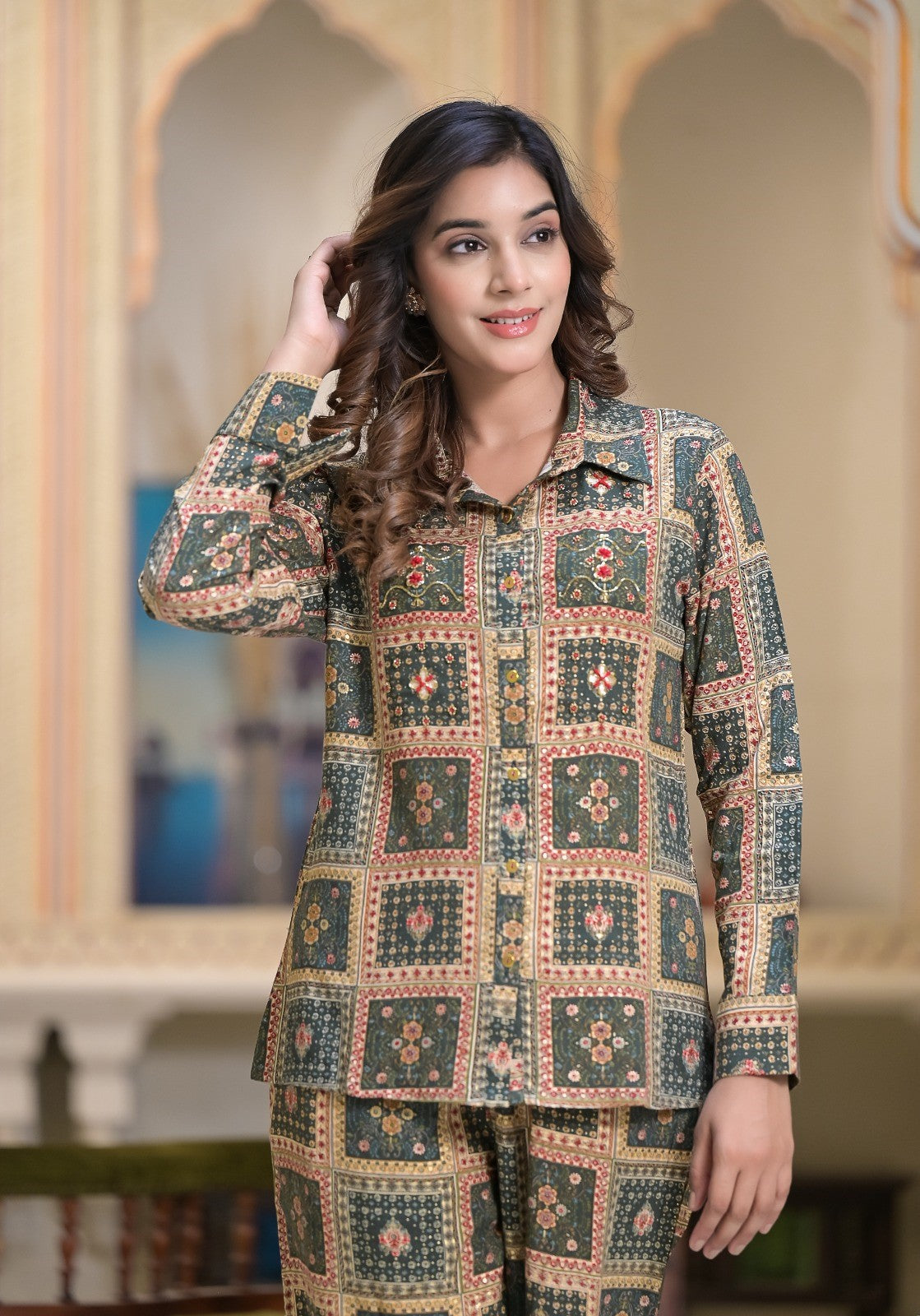 Grey Handwork Printed Co-ord Set