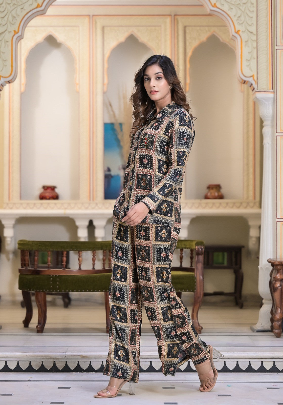 Black Handwork Printed Co-ord Set