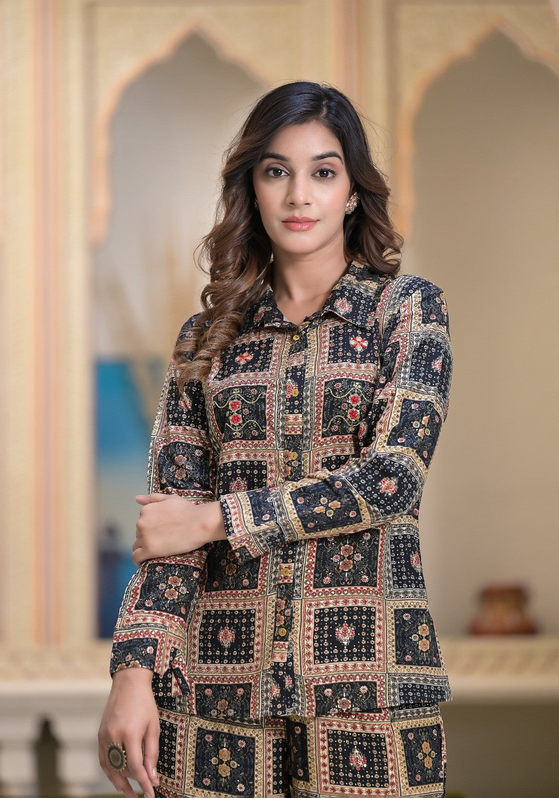 Black Handwork Printed Co-ord Set