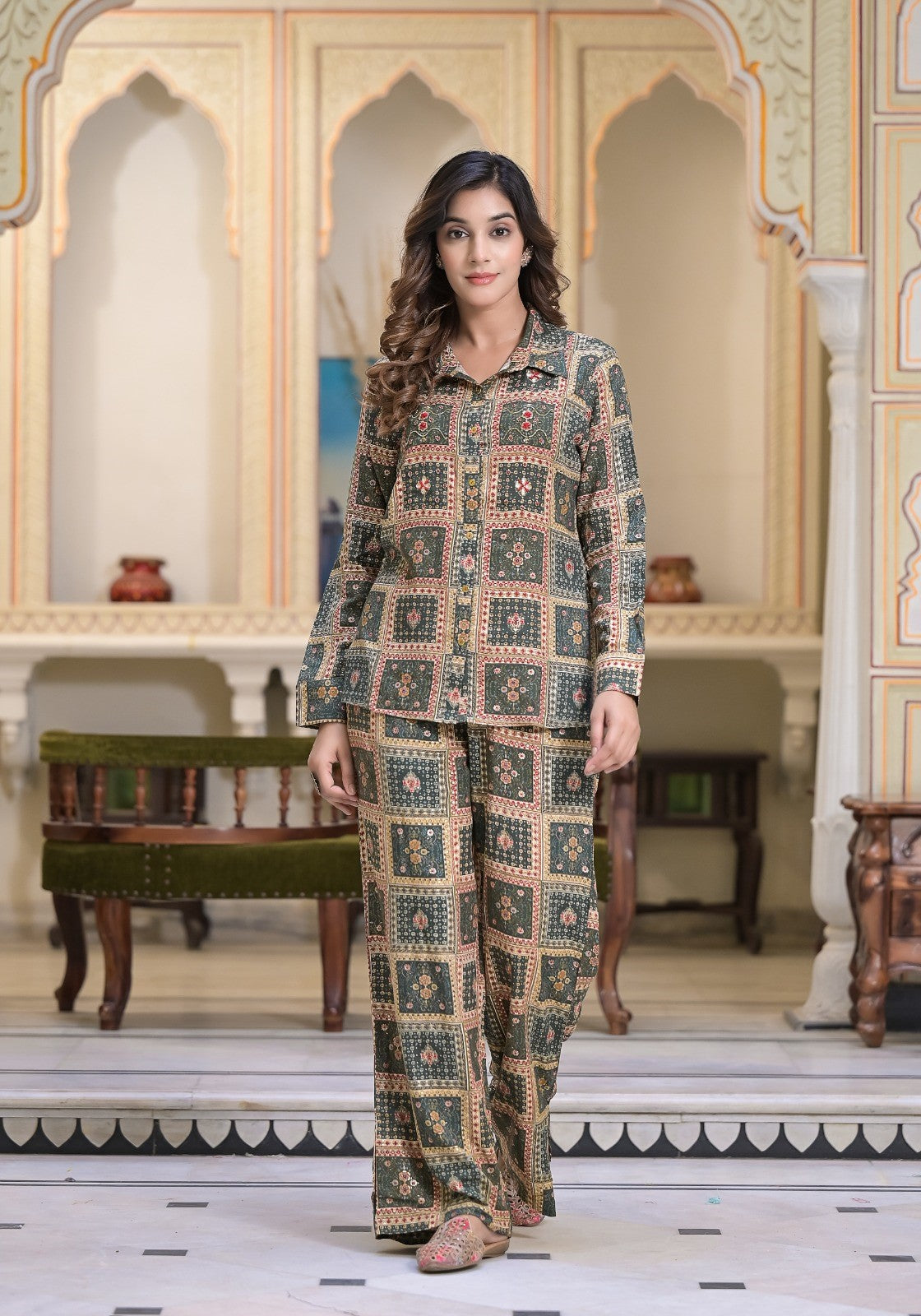 Grey Handwork Printed Co-ord Set