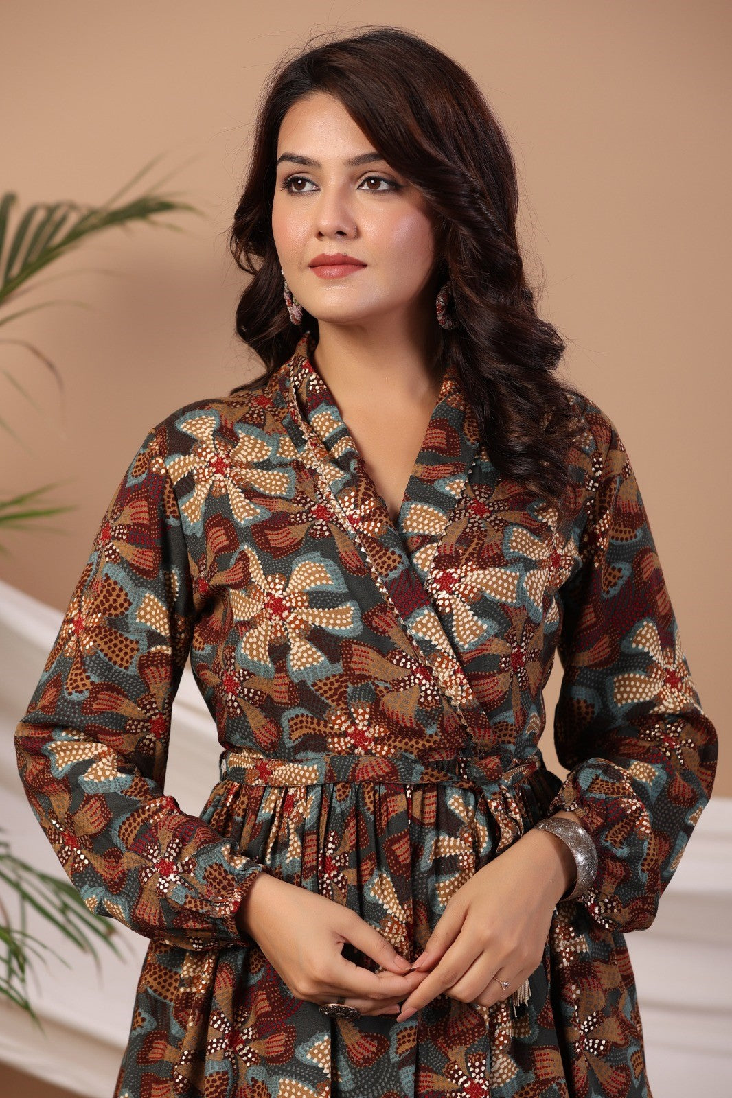 Blue Abstract Print Flared Co-ord Set