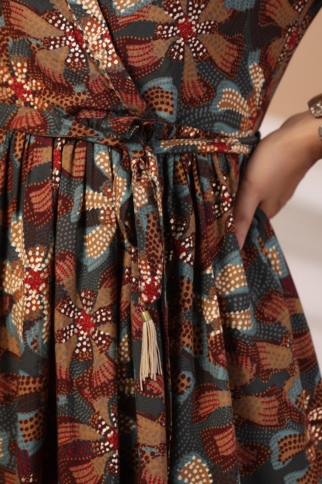 Blue Abstract Print Flared Co-ord Set