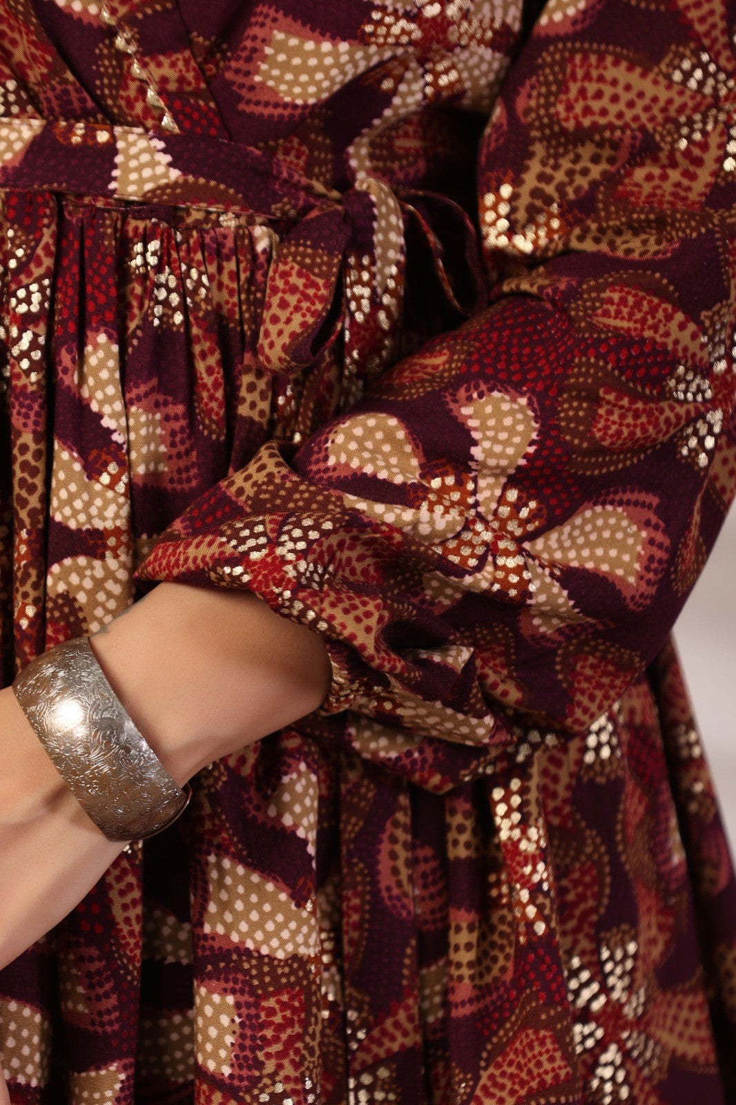 Wine Abstract Print Flared Co-ord Set
