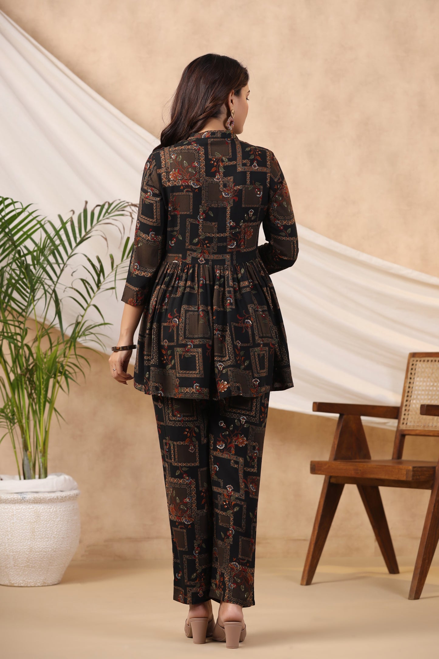 Black Handwork Flared Co-ord Set
