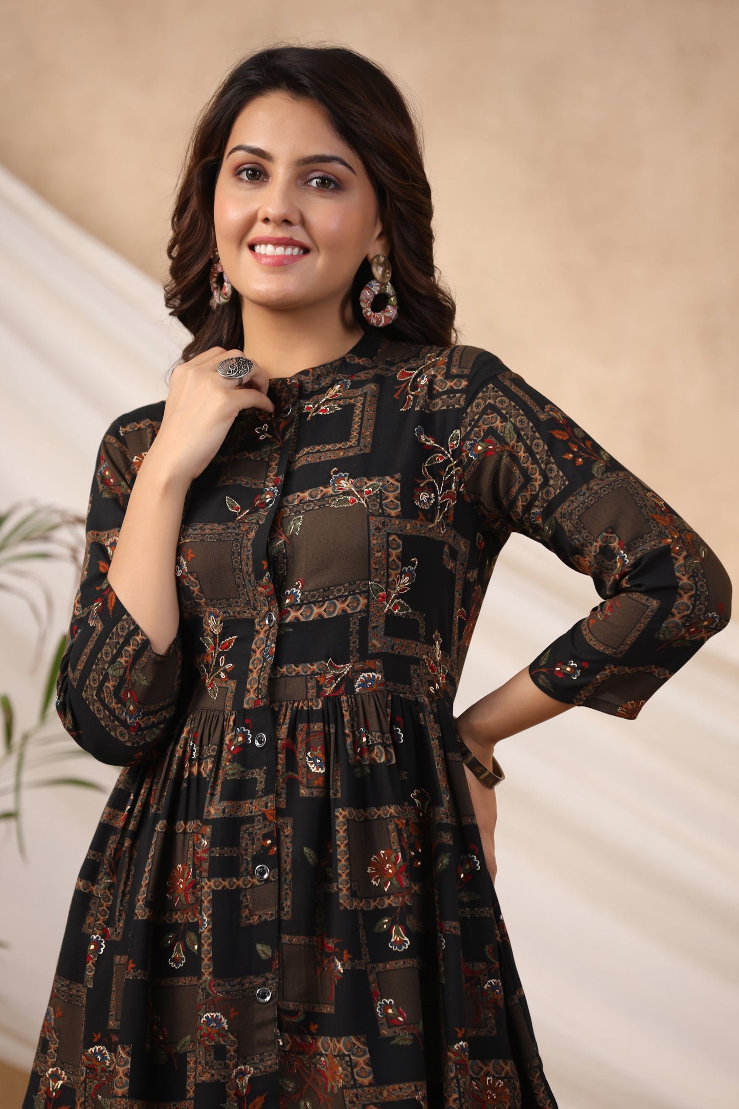 Black Handwork Flared Co-ord Set