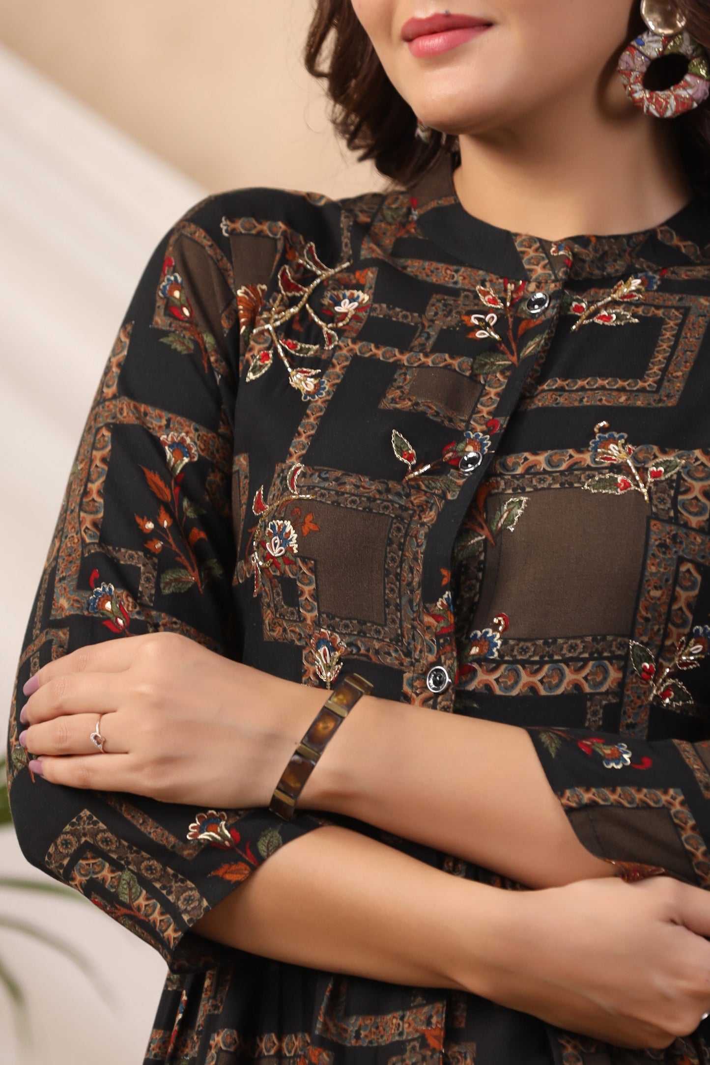 Black Handwork Flared Co-ord Set