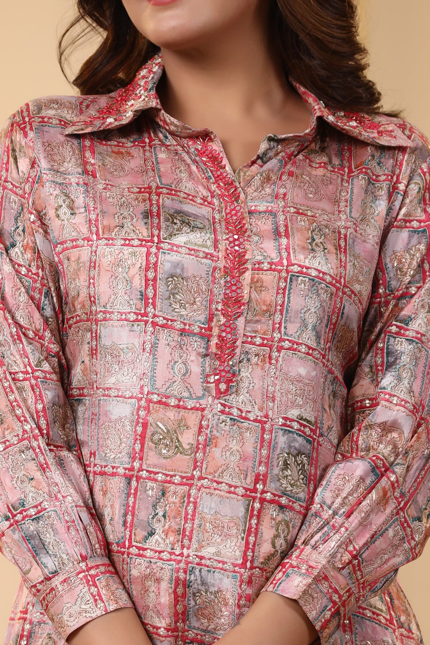 Pink Handwork Printed Co-ord Set