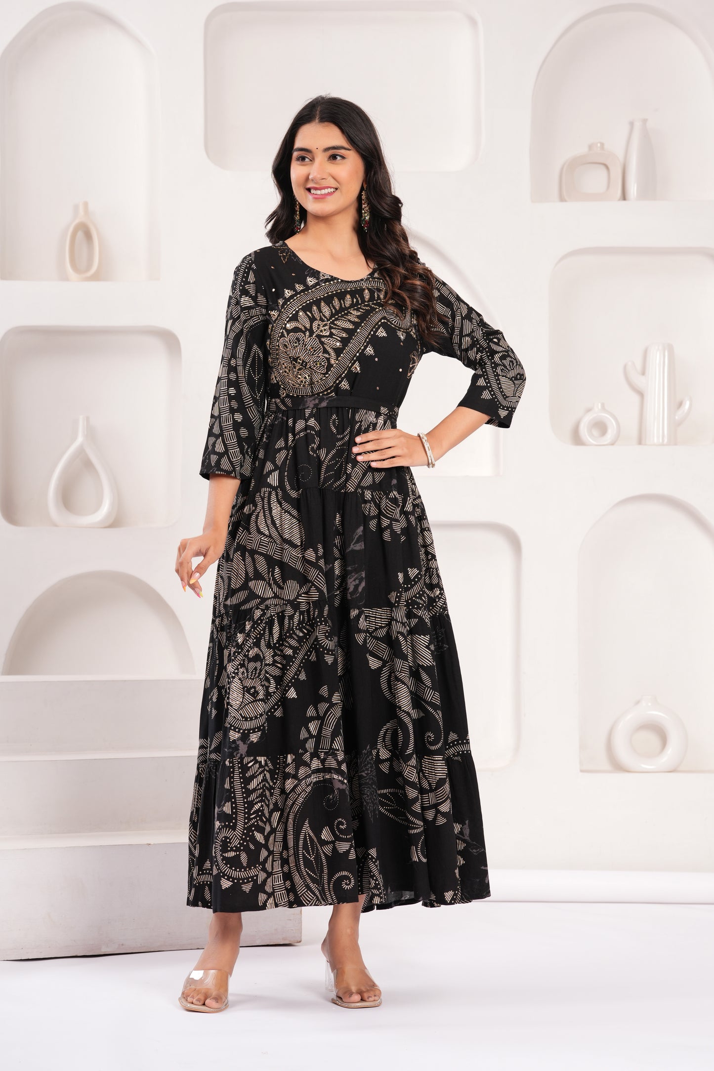 Obsidian Black Shahi Buta Handwork Gown