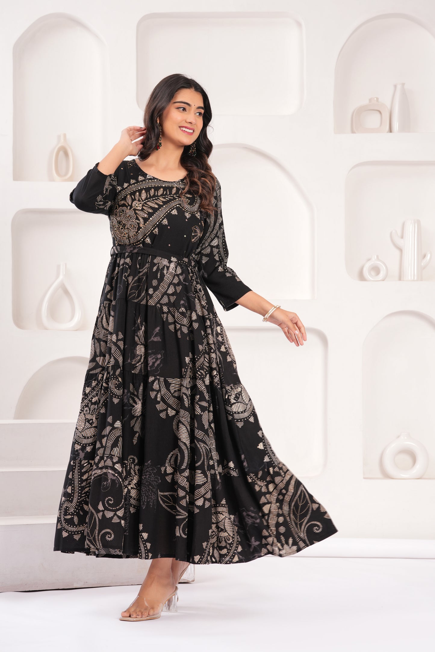 Obsidian Black Shahi Buta Handwork Gown