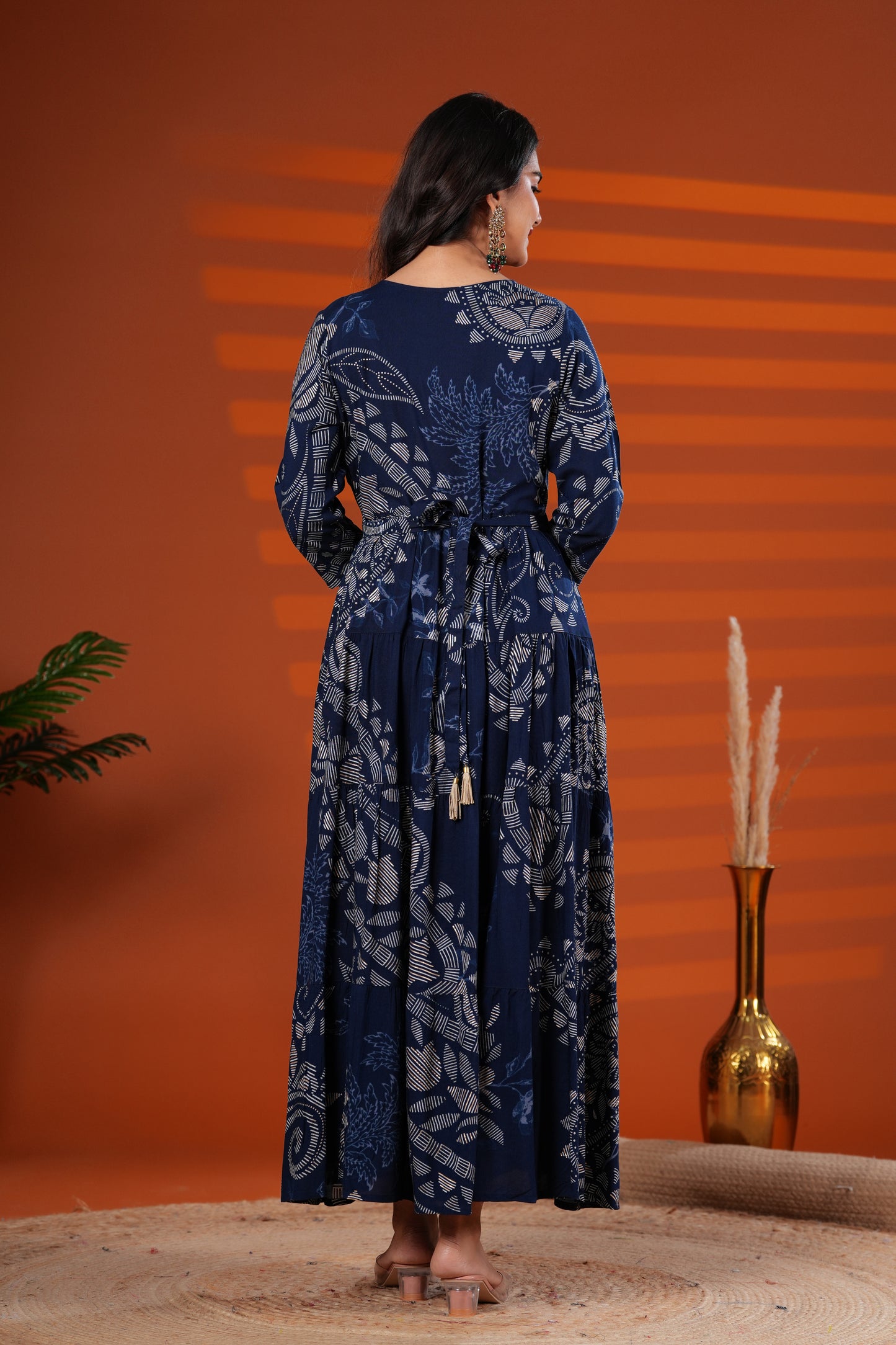 Prussian Blue Shahi Buta Handwork Gown