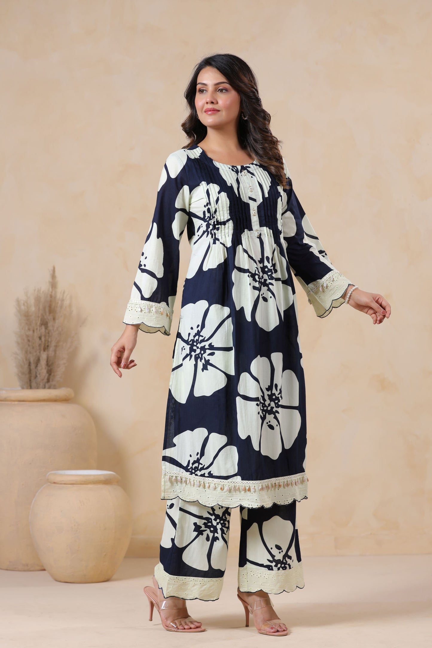 Midnight Blue Pleated Co-ord Set