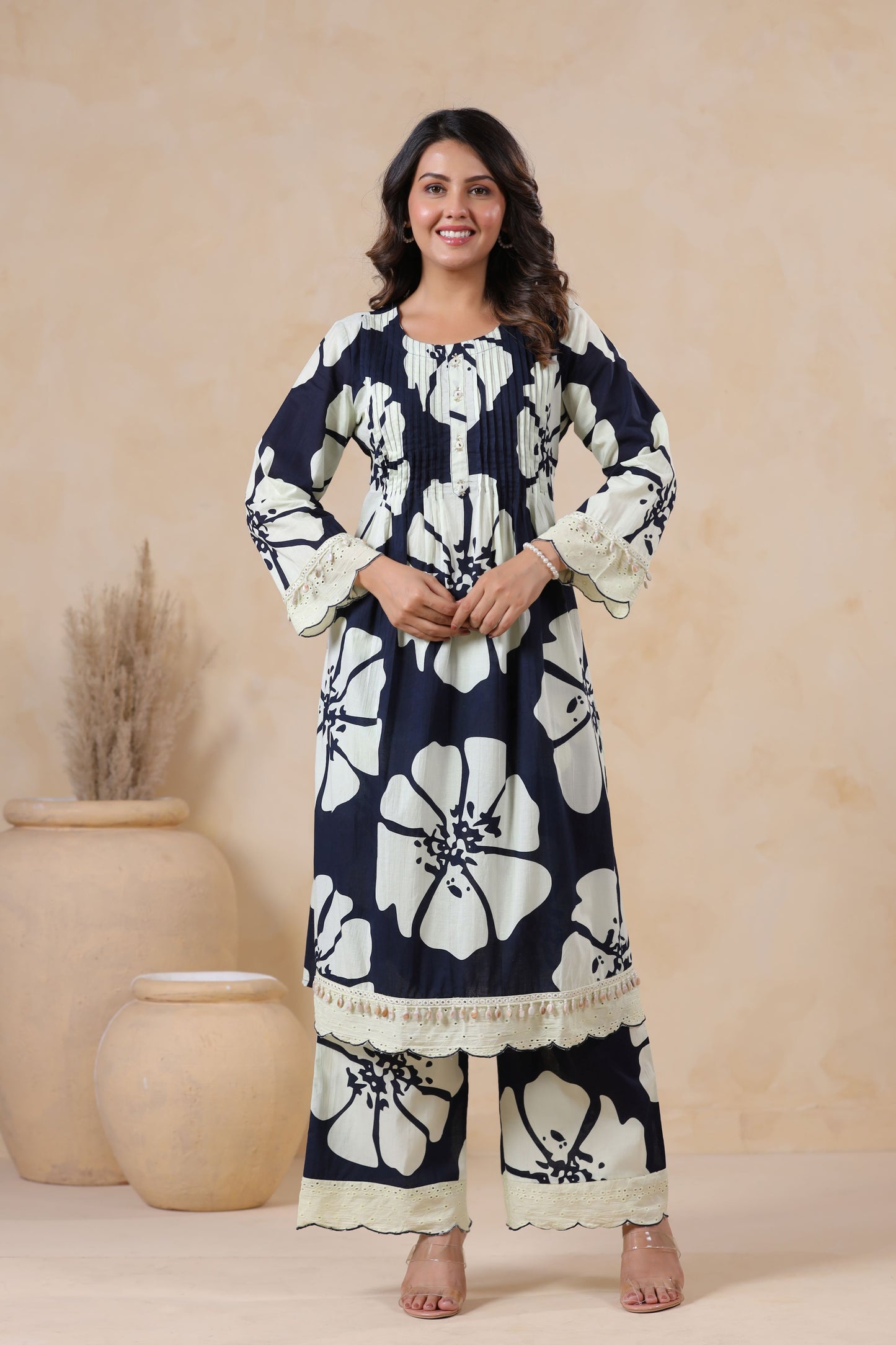 Midnight Blue Pleated Co-ord Set