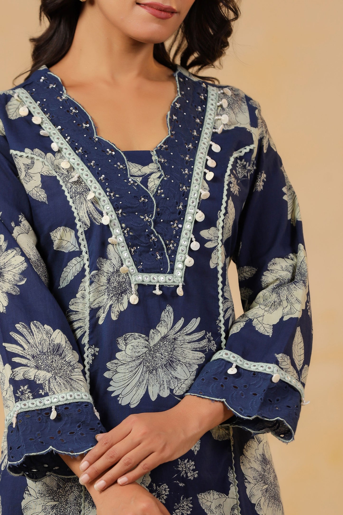 Deep Blue Handwork Co-ord Set
