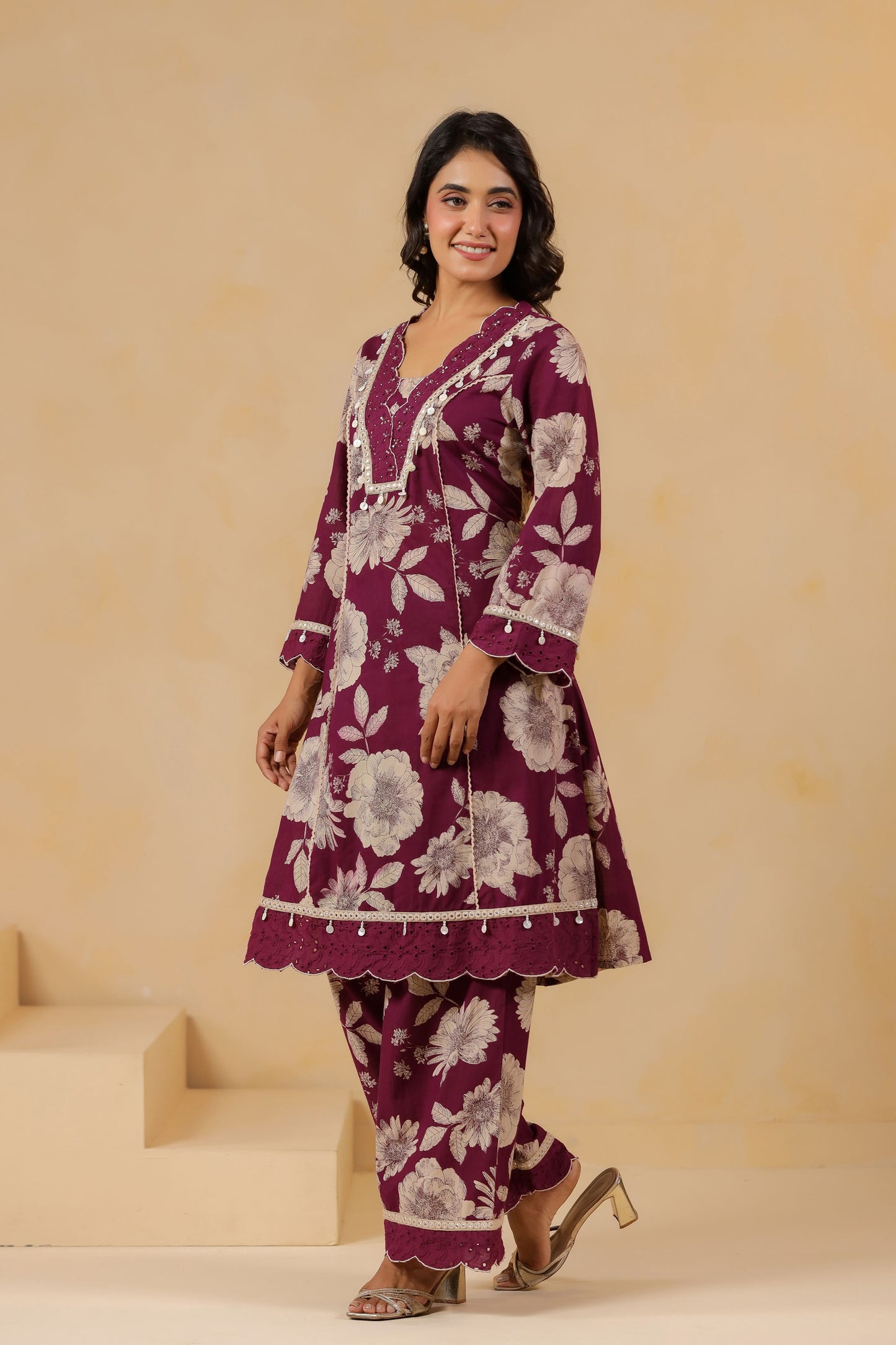 Deep Purple Handwork Co-ord Set