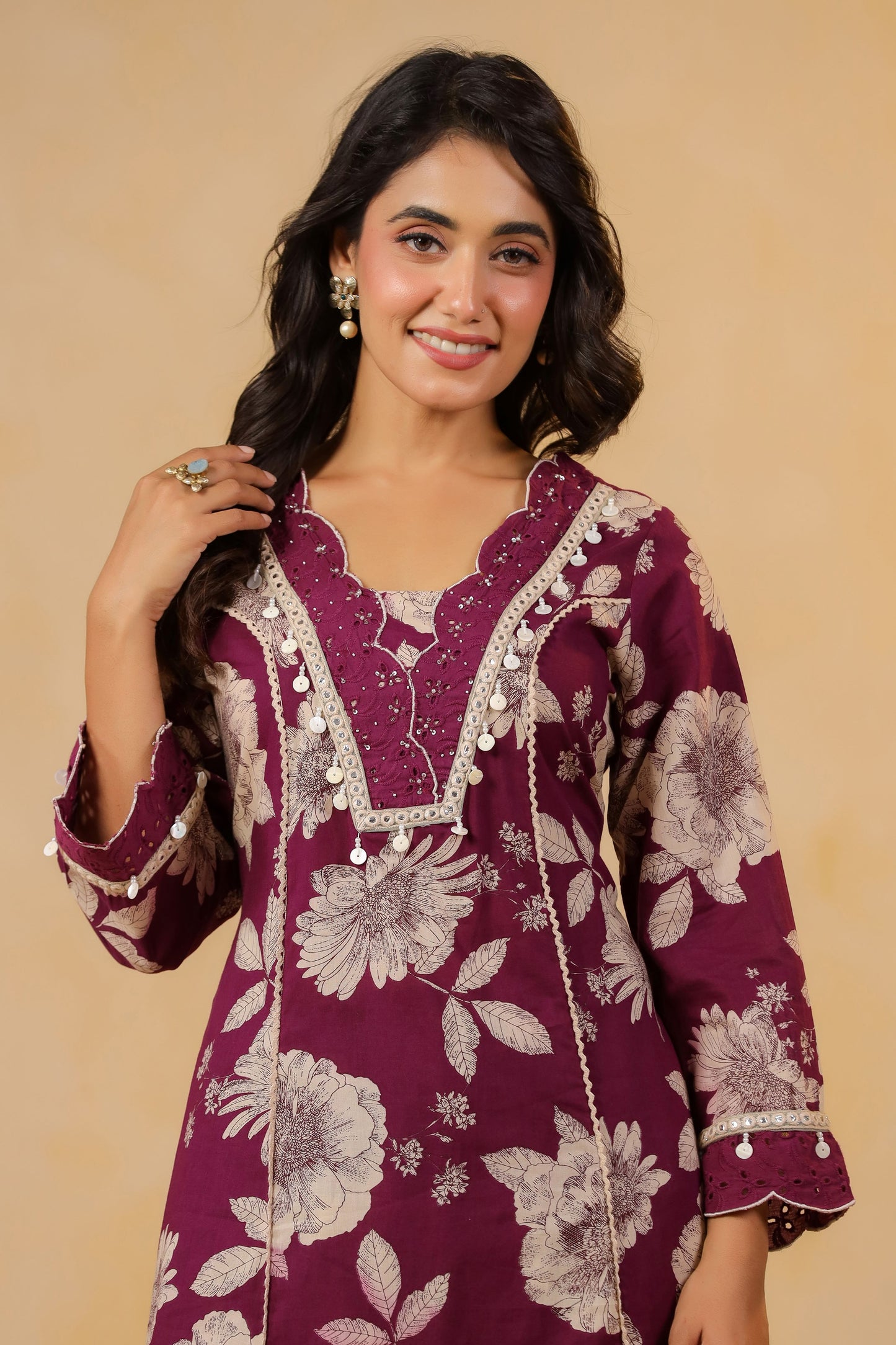 Deep Purple Handwork Co-ord Set