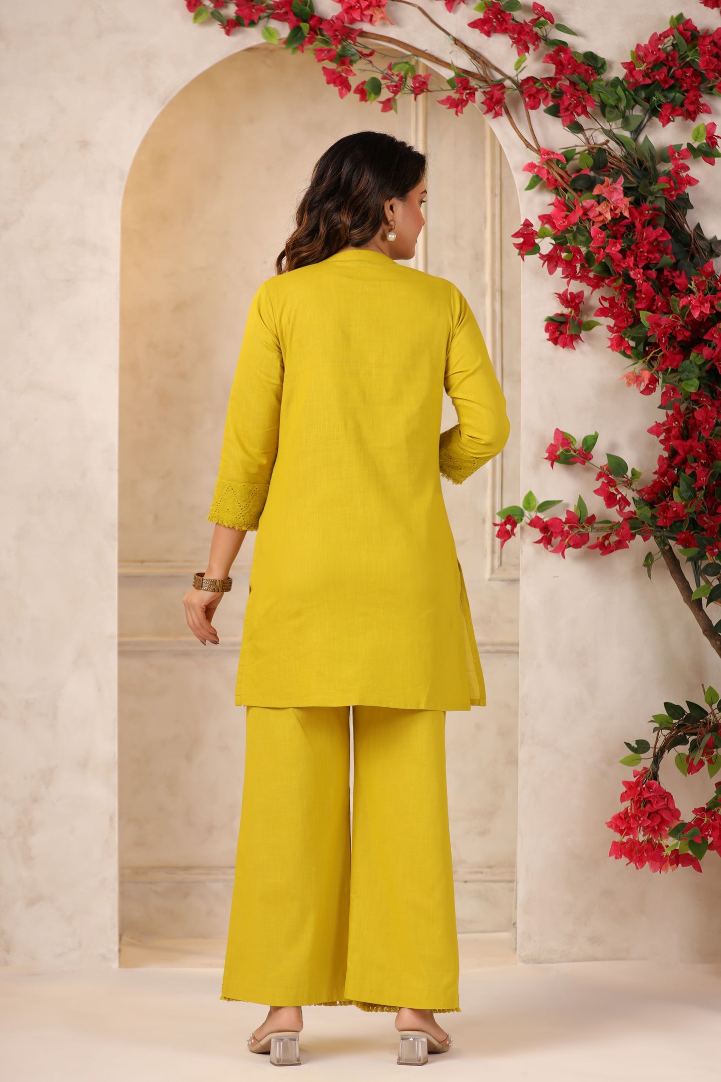 Lemon Green Handwork Schiffli Co-ord Set