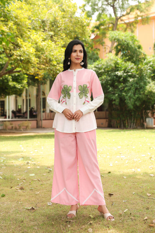 Baby Pink Applique Work Co-ord Set