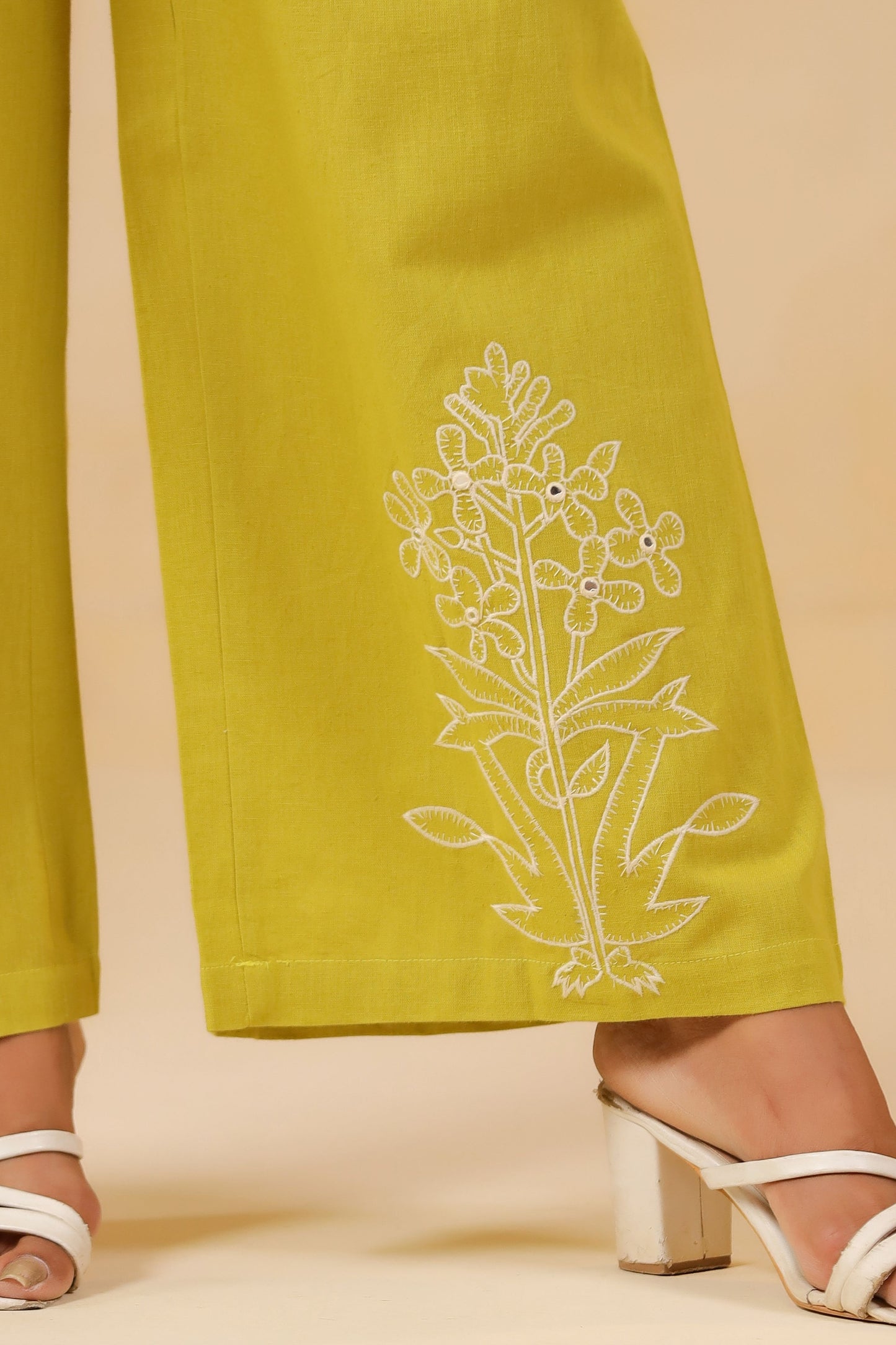 Yellow Green Embroidery Co-ord Set