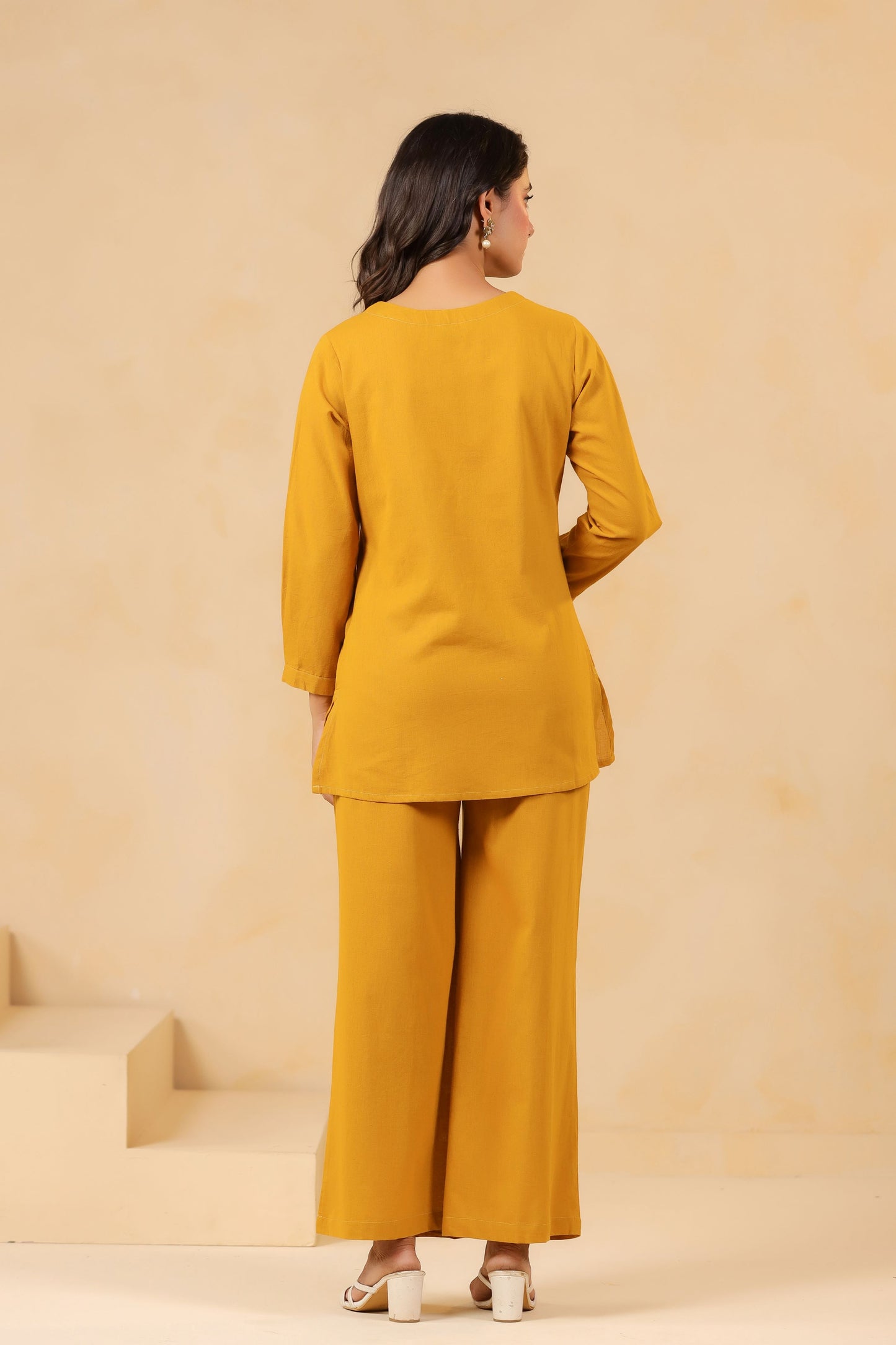 Mustard Embroidery Co-ord Set