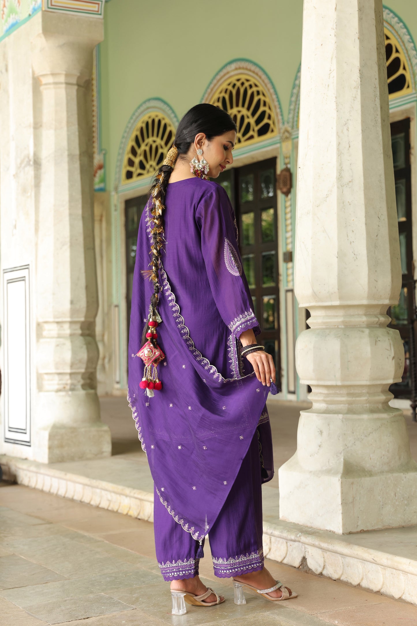 Cadbury Purple Embroidery 3-Pcs Suit Set