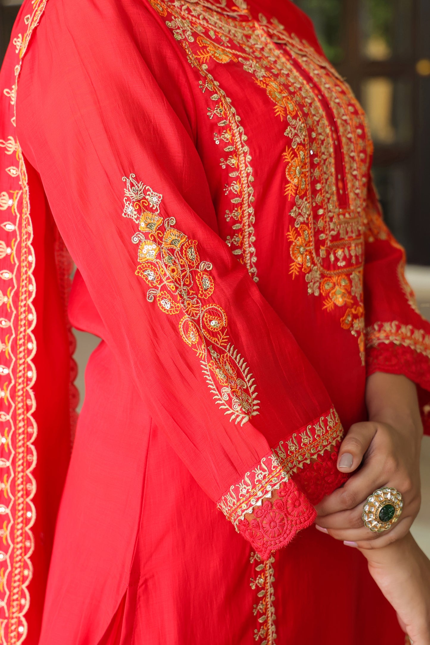Cranberry Embroidery 3-Pcs Suit Set