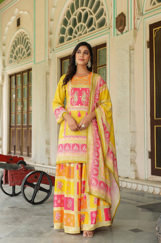 Lime Green A-Line Sharara Suit Set