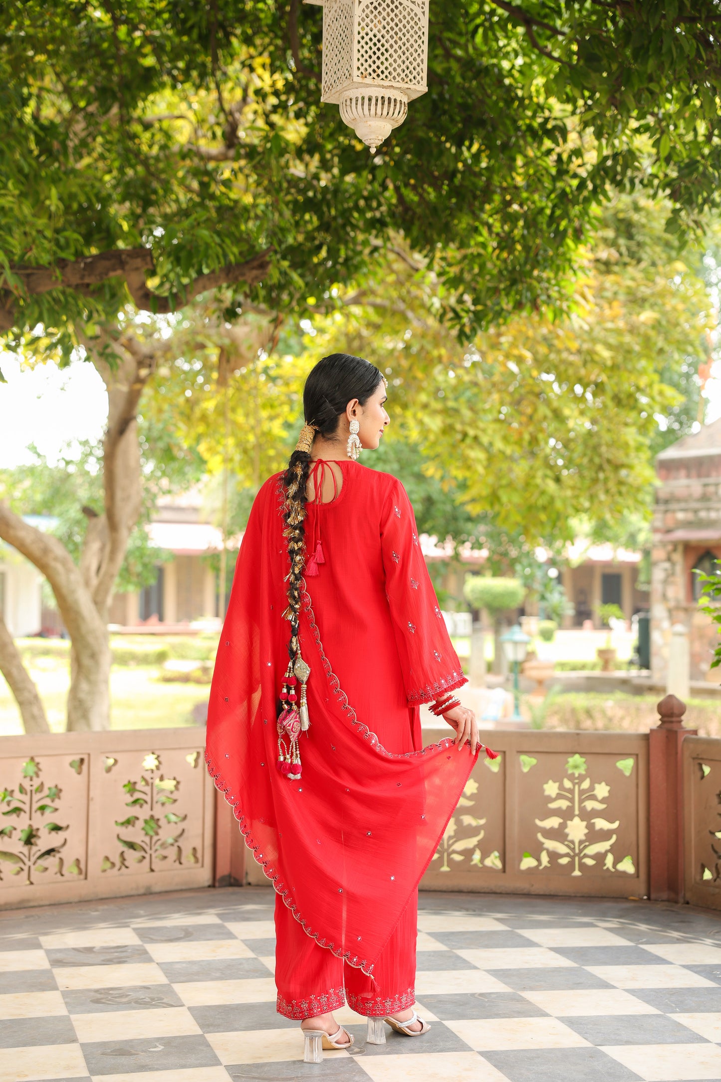 Scarlett Red Embroidery 3-Pcs Suit Set