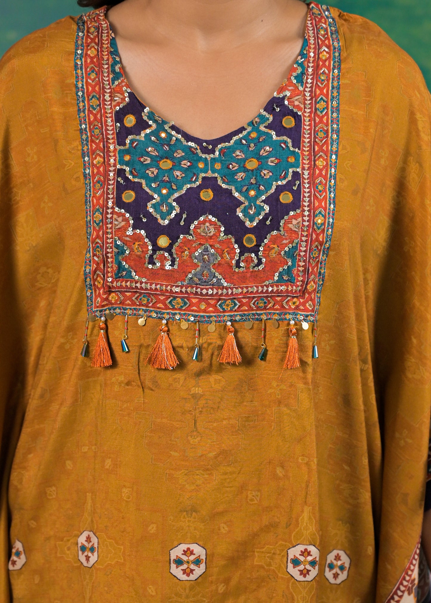 Pure Muslin Rust Brown Kaftan Set
