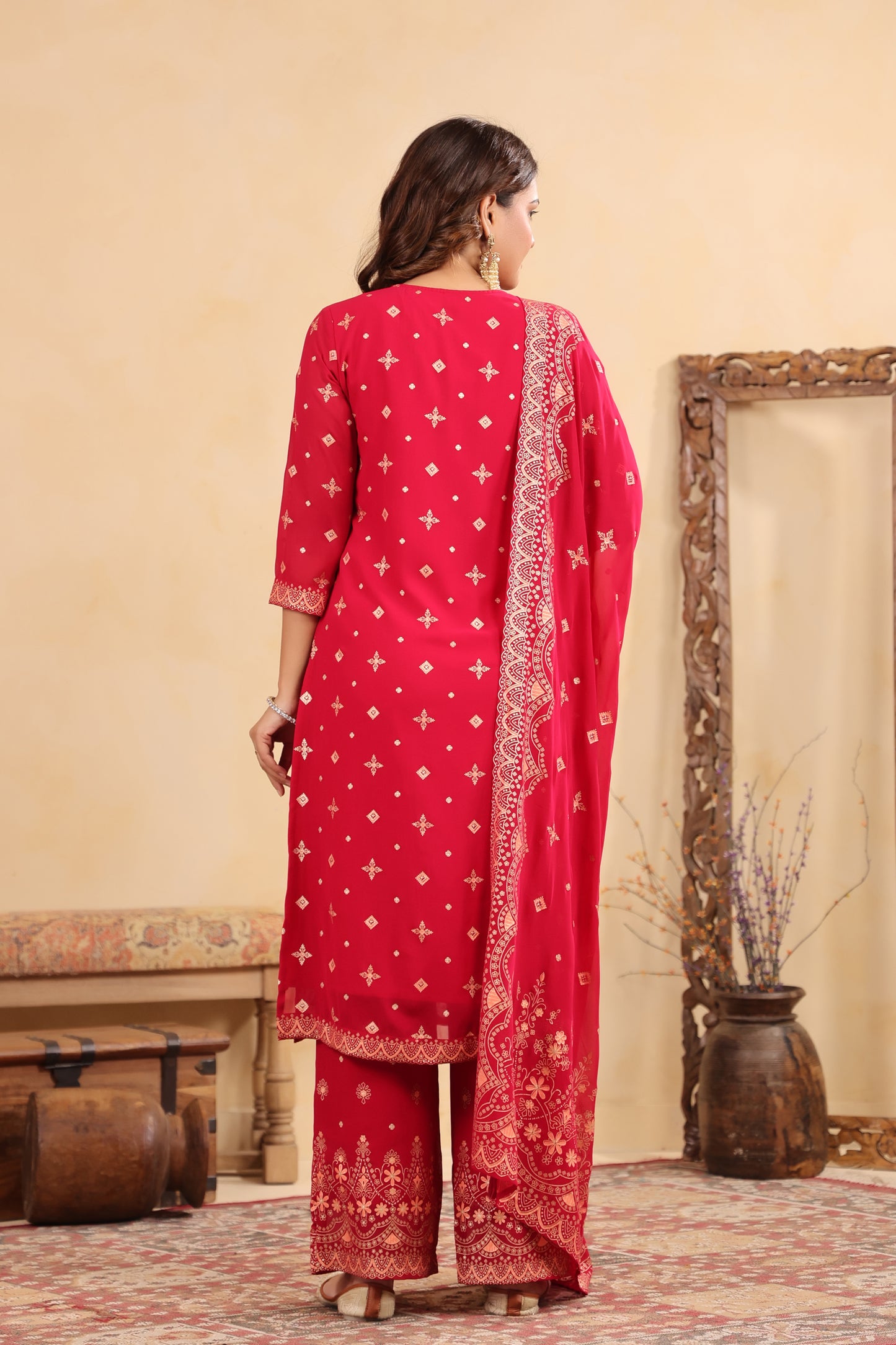 Rani Georgette Handwork 3-Pcs Suit Set