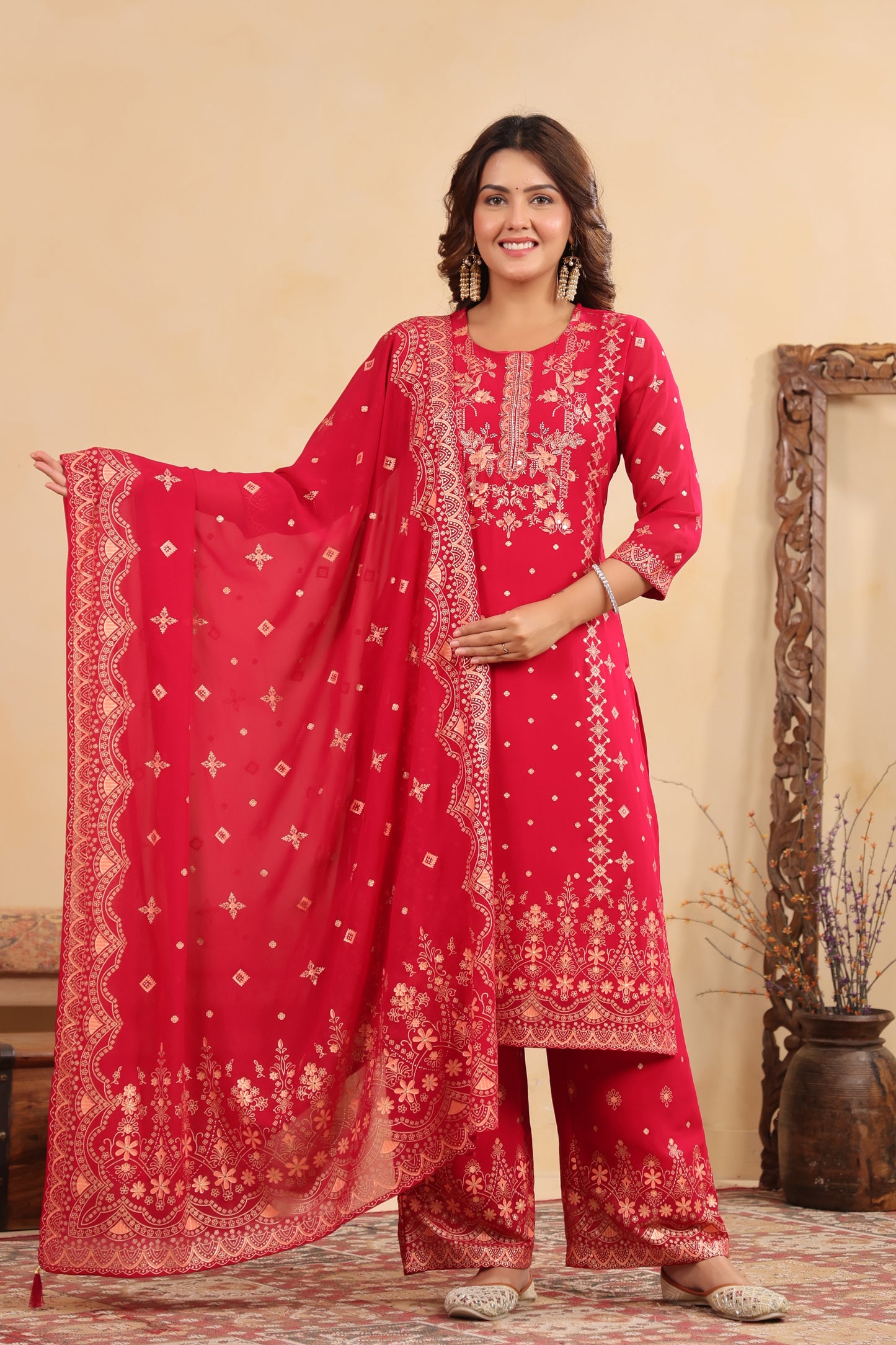 Rani Georgette Handwork 3-Pcs Suit Set