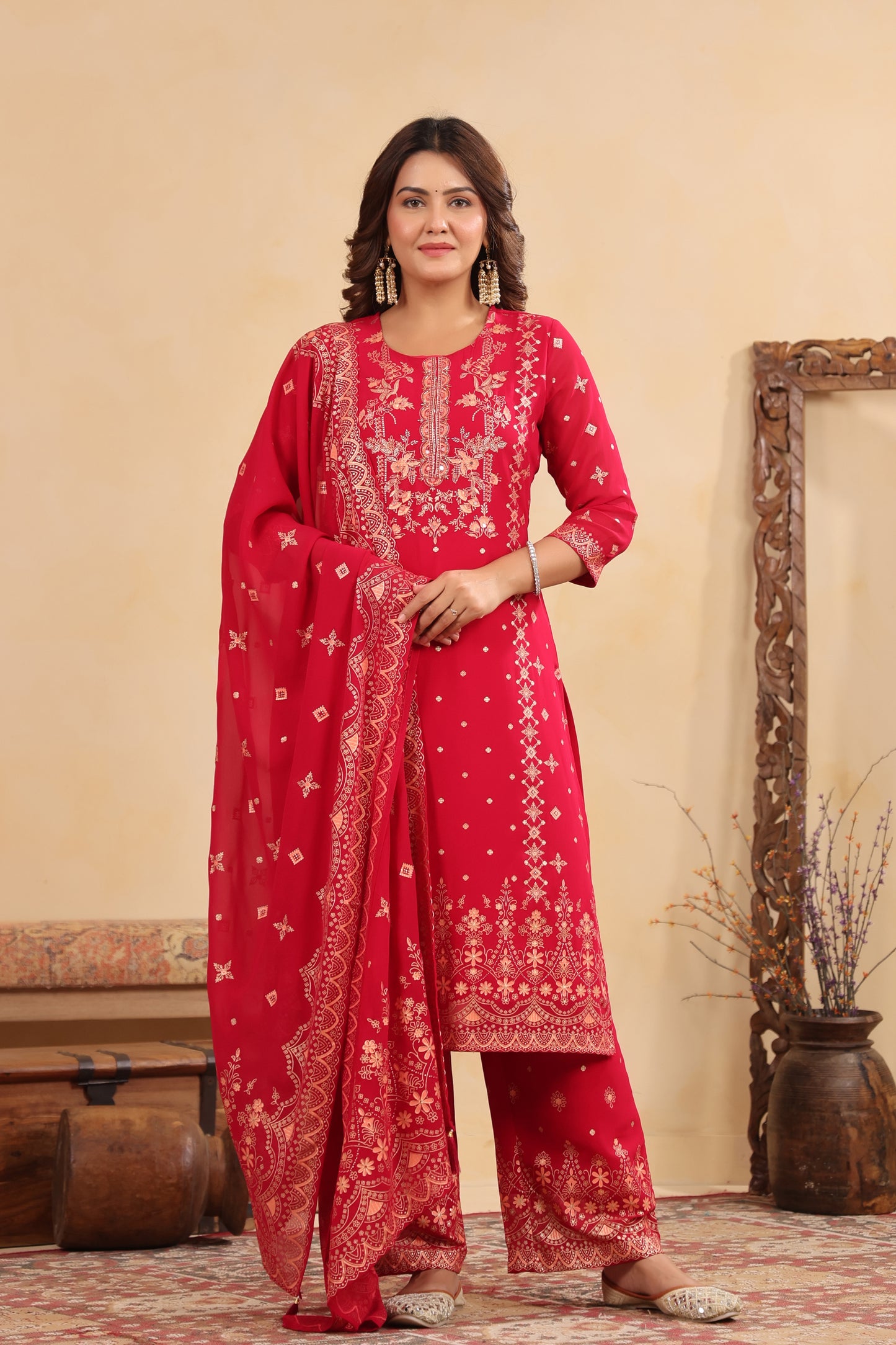 Rani Georgette Handwork 3-Pcs Suit Set