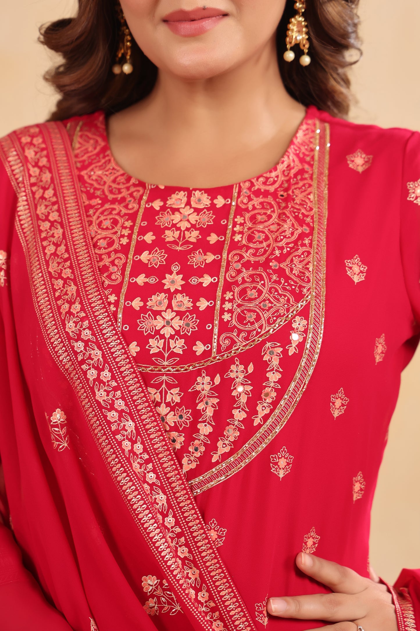 Rani Georgette Handwork 3-Pcs Suit Set