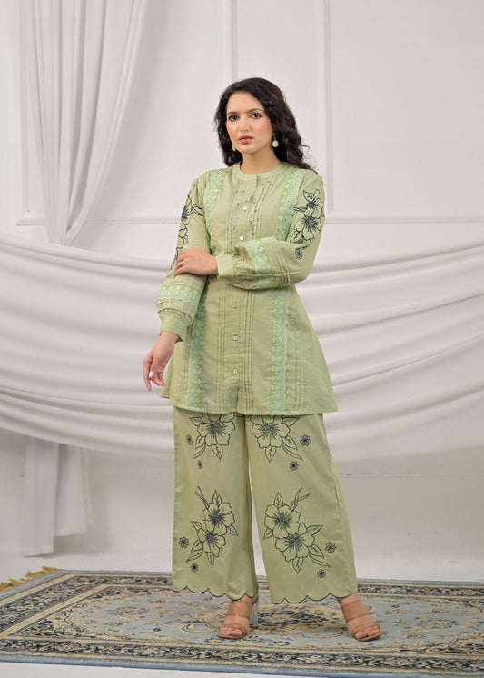 Mint Green Embroidery Co-ord-Set