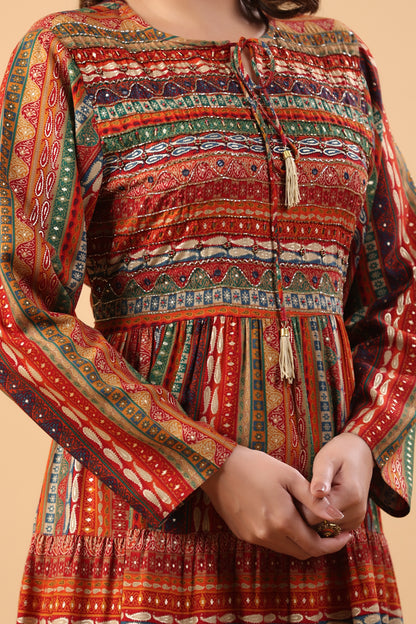 Mimosa Mustard Stripe Handwork Flair Gown