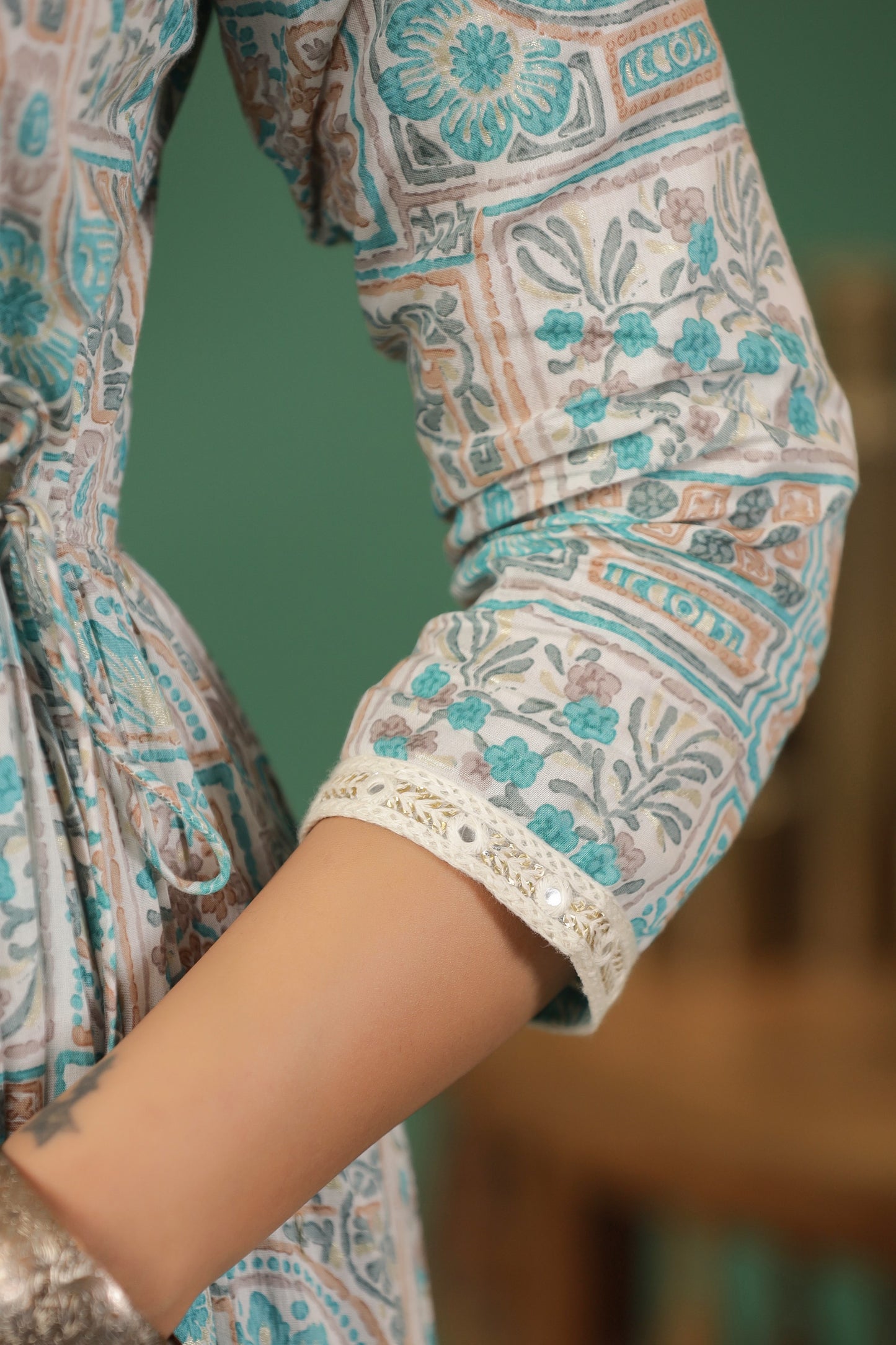 Blue Embroidered and Handworked Anarkali Flair Gown