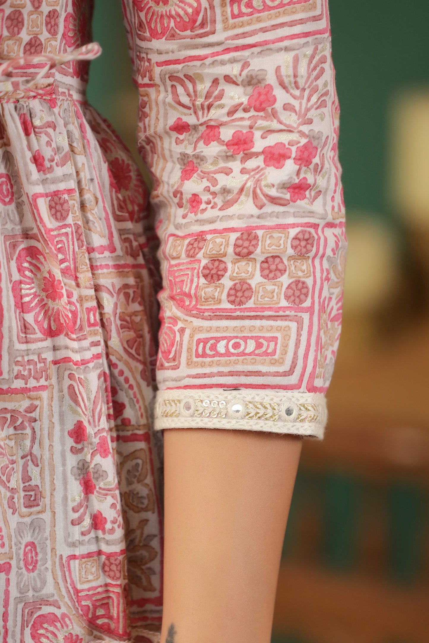 Pink Embroidered and Handworked Anarkali Flair Gown