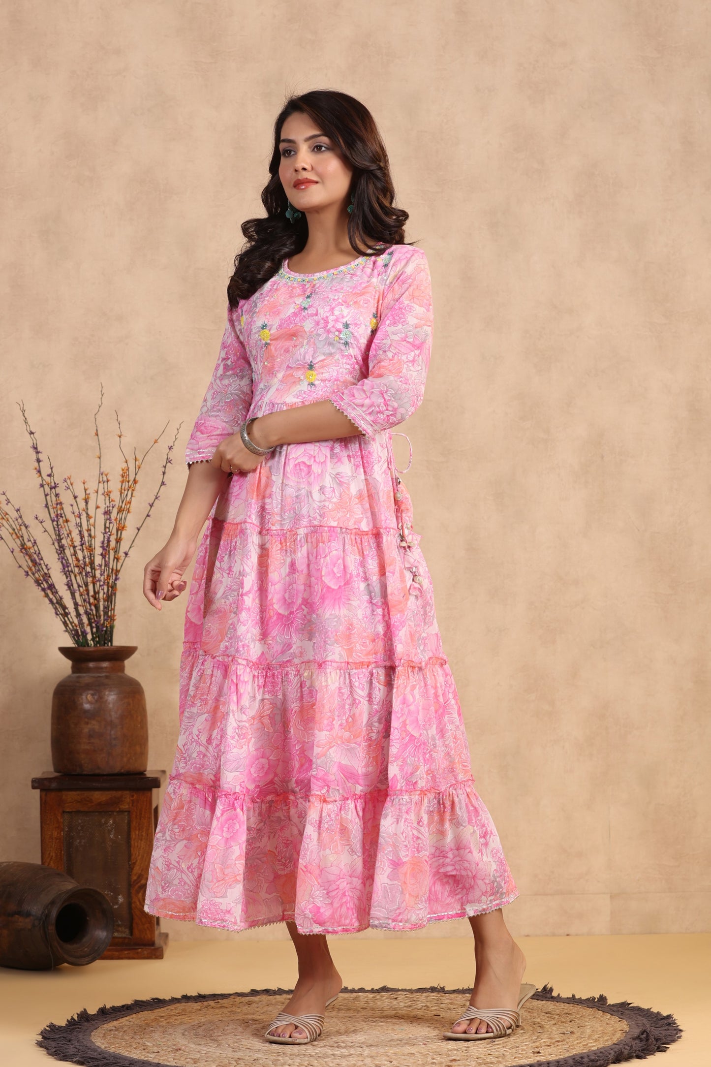 Pink Handworked Anarkali Flair Gown