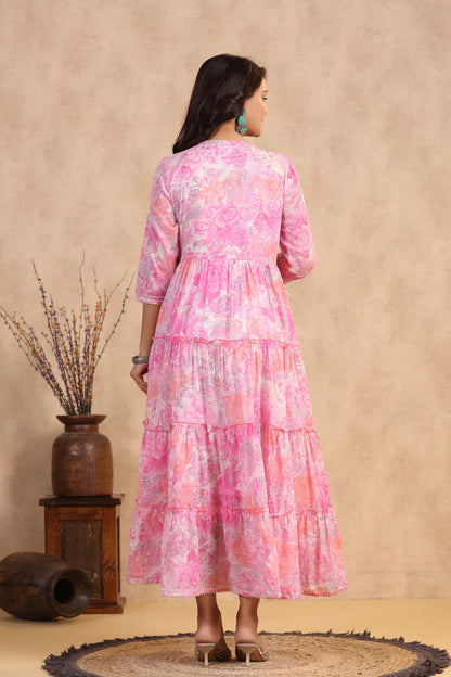 Pink Handworked Anarkali Flair Gown