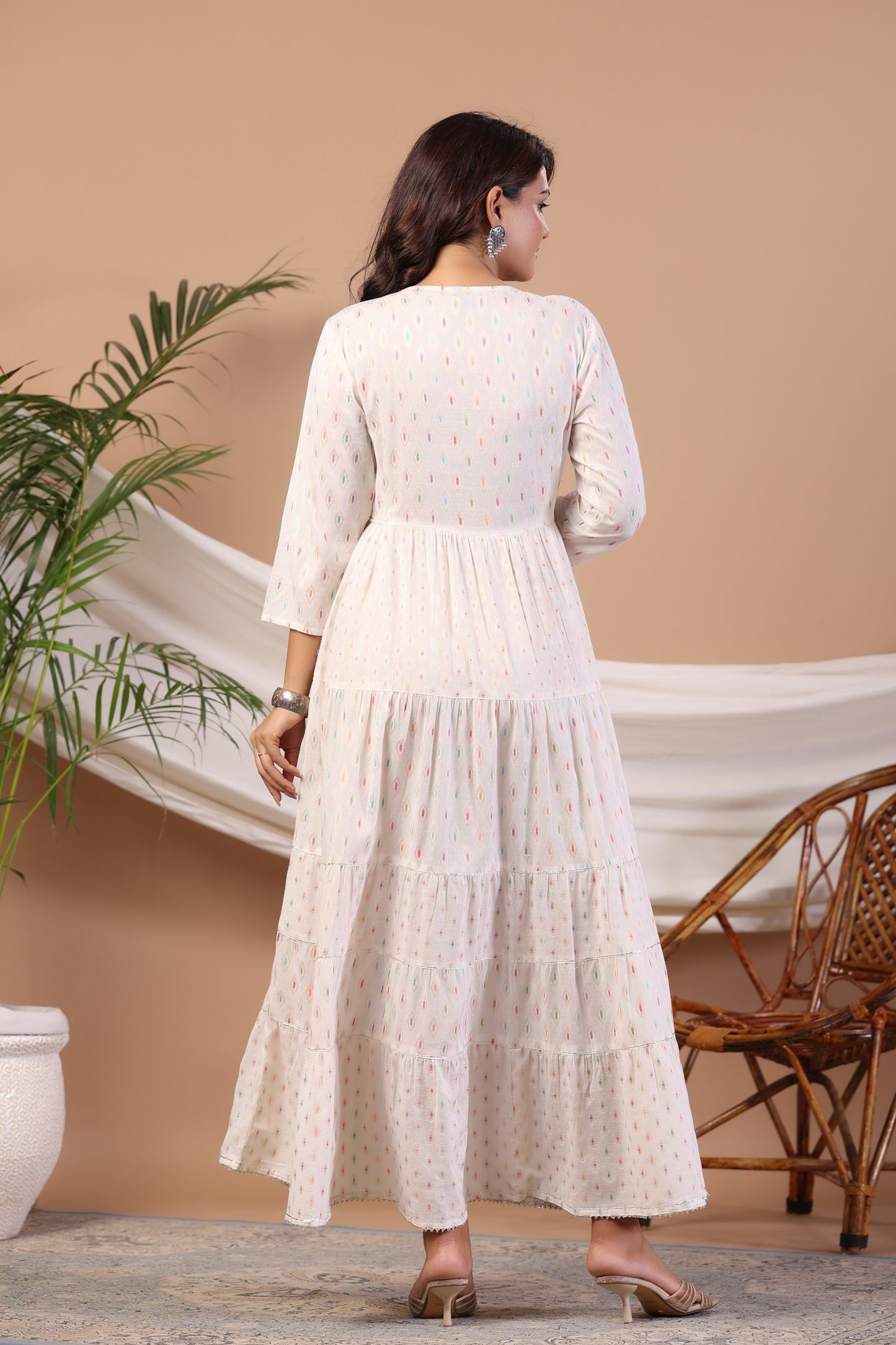 White Embroidered and Handworked Anarkali Flair Gown