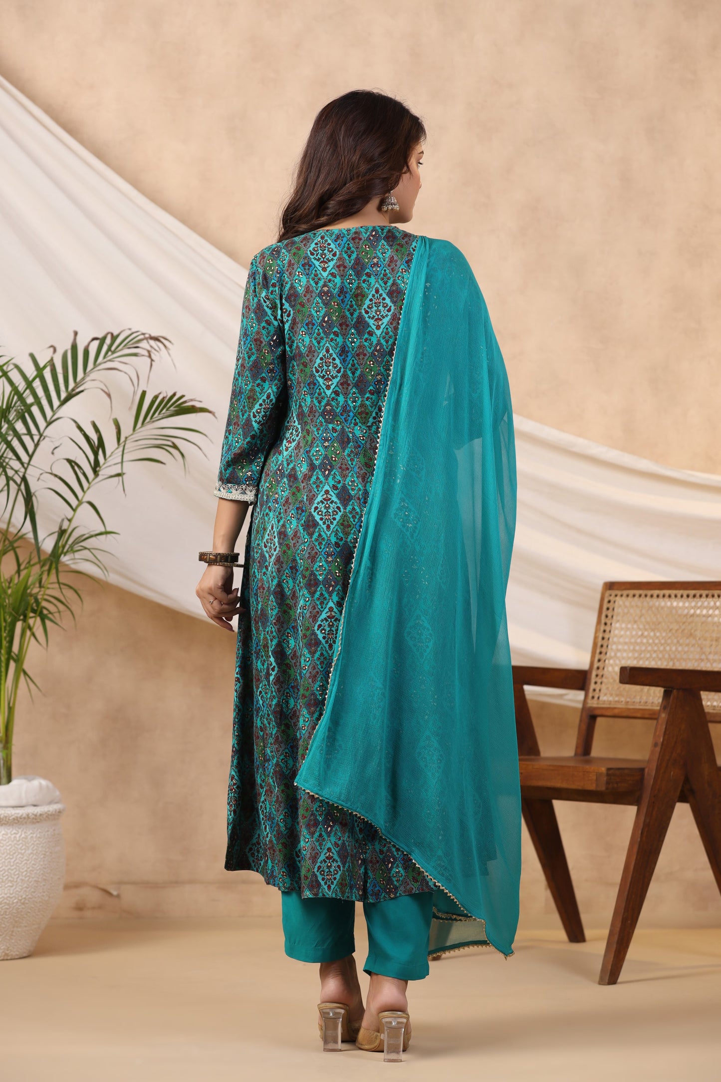 Blue Anarkali Suit Set