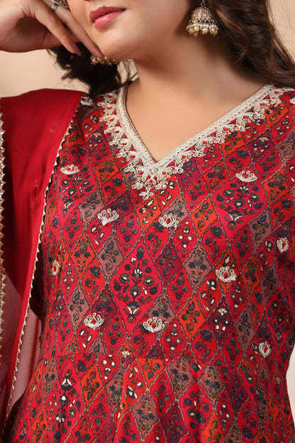Maroon Anarkali Suit Set
