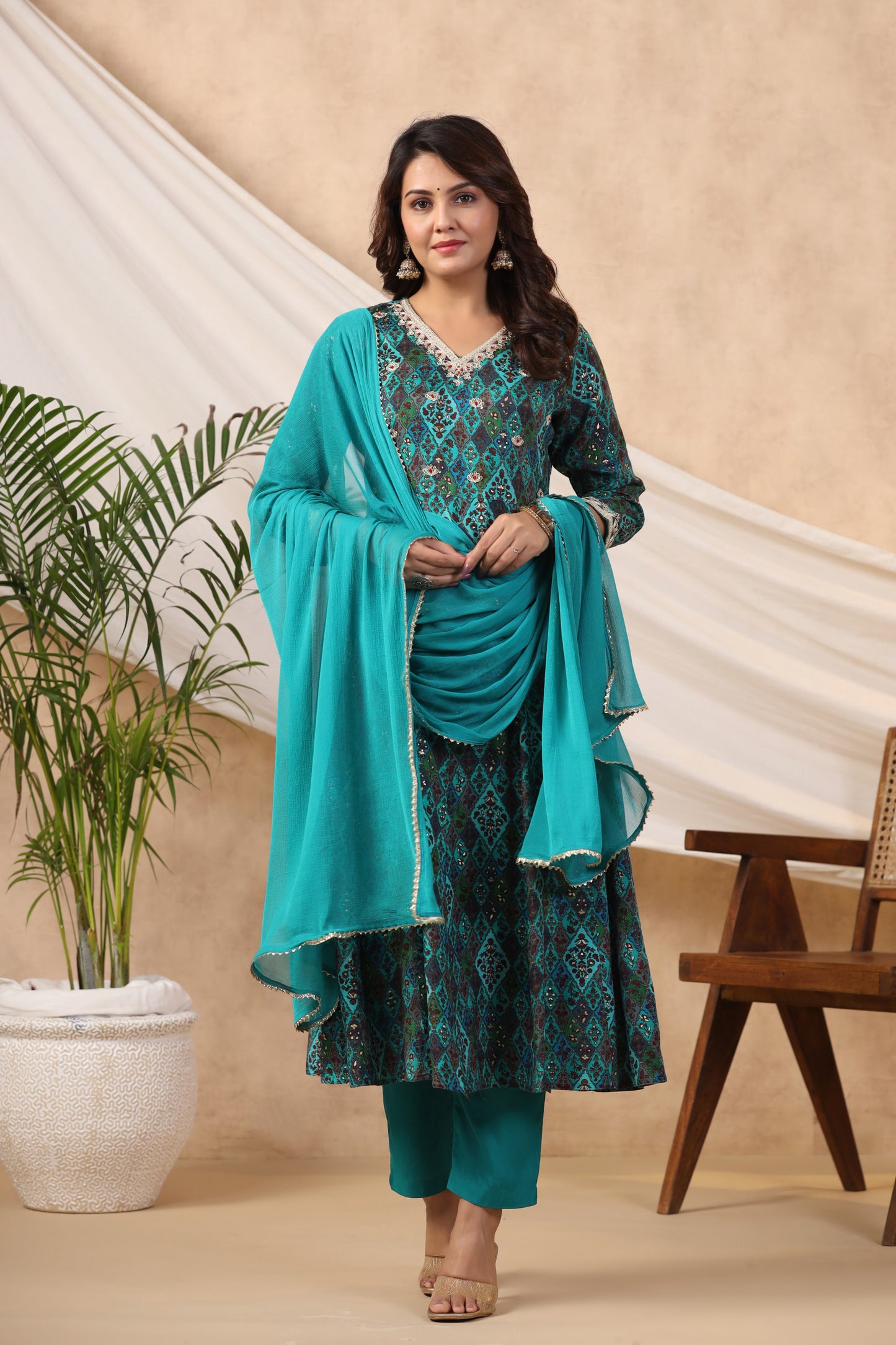 Blue Anarkali Suit Set