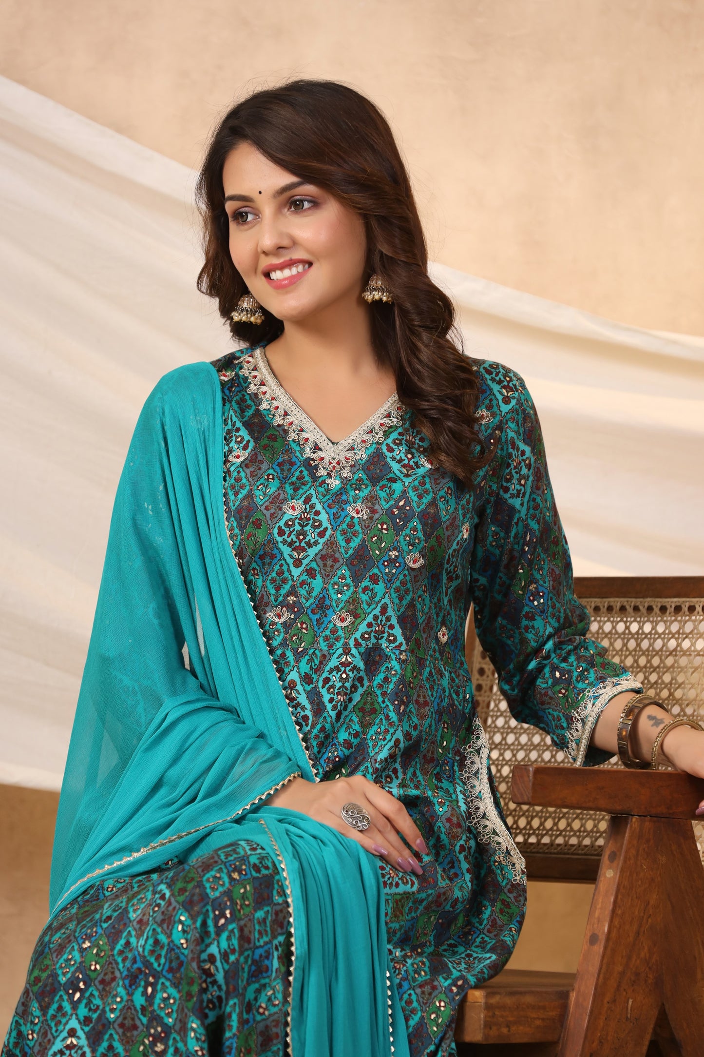 Blue Anarkali Suit Set