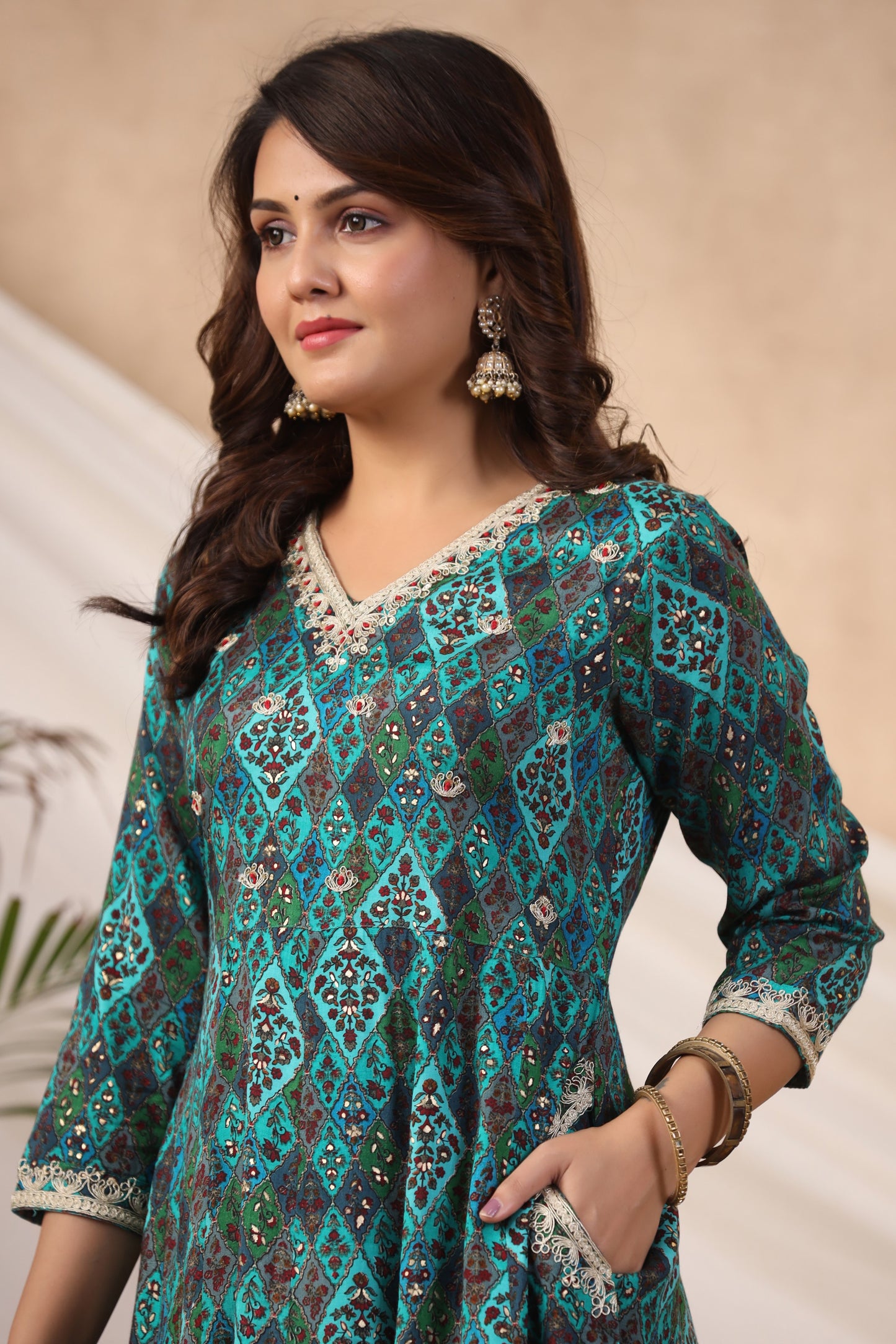 Blue Anarkali Suit Set