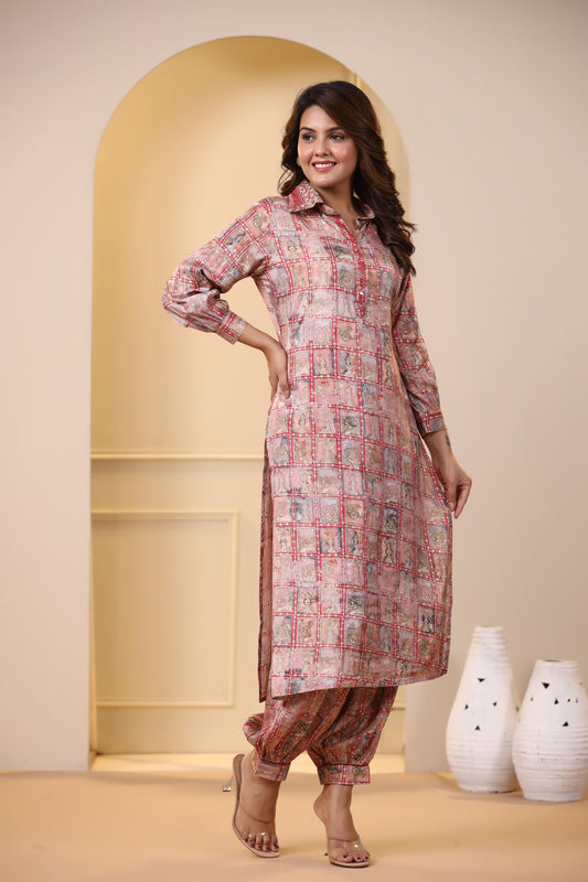 Pink Handwork Printed Co-ord Set