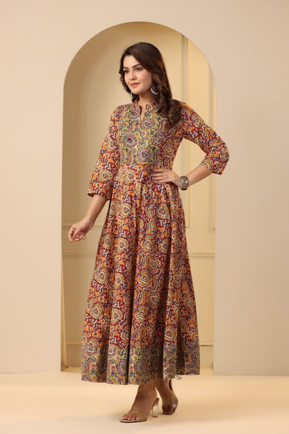 Maroon Kalamkari concept Handworked Gown