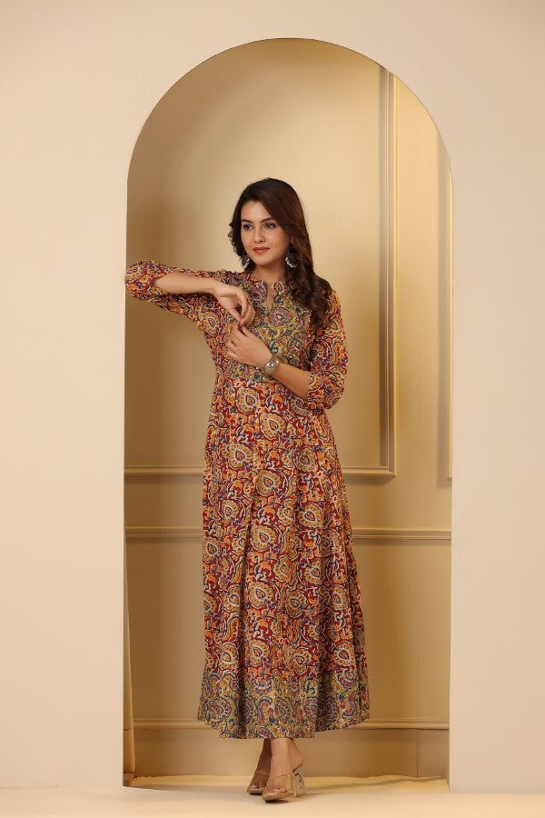 Maroon Kalamkari concept Handworked Gown